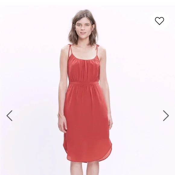 Madewell 100% Berry Silk Tie Shoulder Camisole Dress w/Pockets - Picture 5 of 11